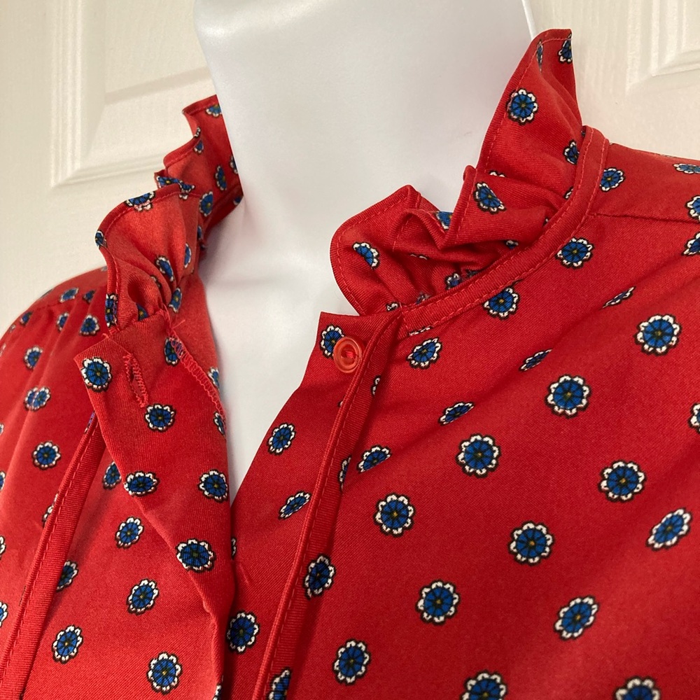 Vintage 80's Judy Bond Red Dress Shirt - Picture 5 of 6